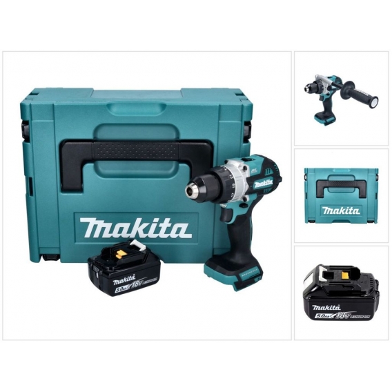 Makita DHP 486 T1J Akku Schlagbohrschrauber 18 V 130 Nm Brushless + 1x Akku 5,0 Ah + Makpac - ohne Ladegerät