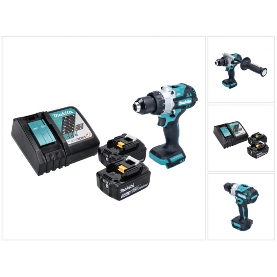 Makita DHP 486 RT Akku Schlagbohrschrauber 18 V 130 Nm Brushless + 2x Akku 5,0 Ah + Ladegerät