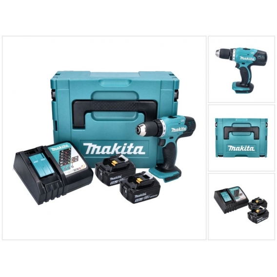 Makita DDF 453 RTJ Akku Bohrschrauber 18 V 42 Nm + 2x Akku 5,0 Ah + Ladegerät + Makpac