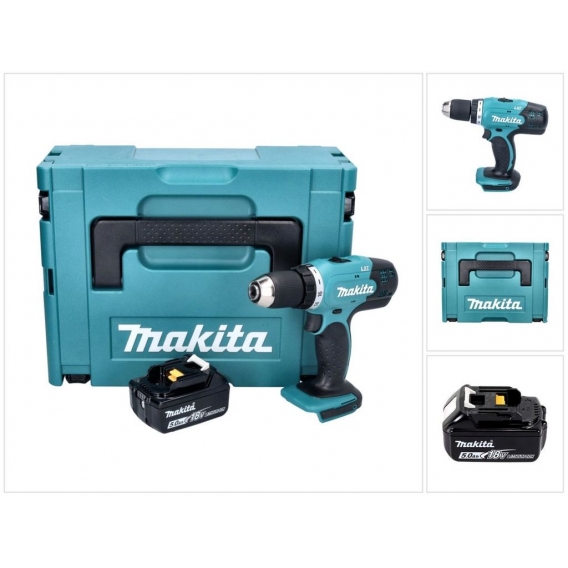 Makita DDF 453 T1J Akku Bohrschrauber 18 V 42 Nm + 1x Akku 5,0 Ah + Makpac - ohne Ladegerät