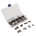 60 Set Metall Druckknöpfe nähfrei Druckknopf Nieten 15 / 17mm für Leder Kunstleder mit Werkzeug Locheisen und Aufbewahrungsbox