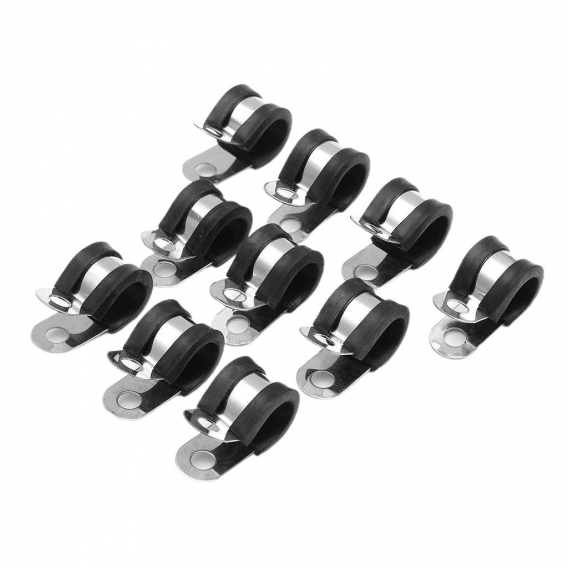 10pcs Edelstahl Isolierte EPDM Gummi Ausgekleidet 13mm 1/2 \"Dia P Rohr Clips Schlauch Rohr Kabel Verdrahtung linie Clamp P Typ 