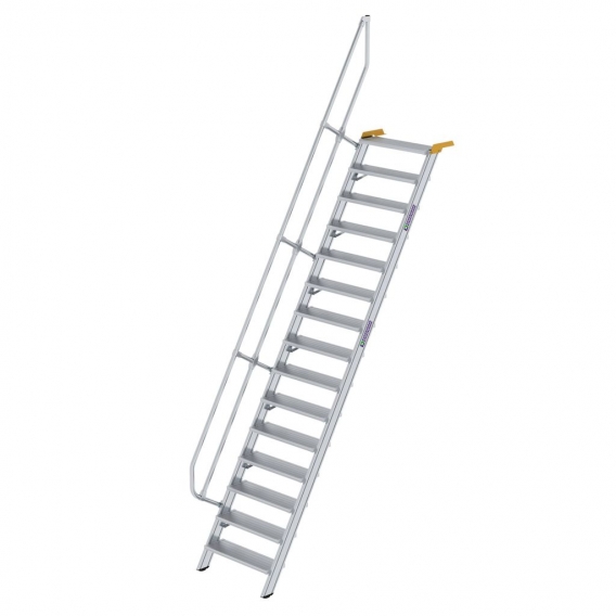Günzburger Steigtechnik Treppe 60° Stufenbreite 800 mm 15 Stufen Aluminium geriffelt