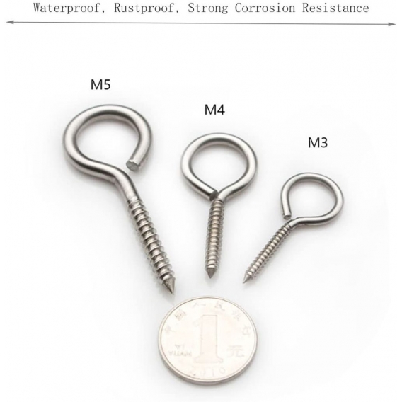 AcserGery M3*40 304 Edelstahlschrauben selbstschneidende Ringschrauben Schafauge runde selbstschneidende Schrauben mit Handklemm