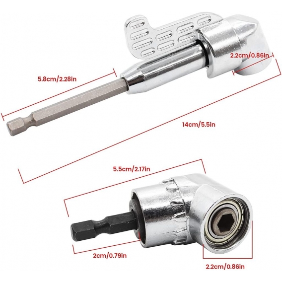 AcserGery Rechtwinkliger Bohrer, 105 Grad rechtwinkliger Schraubendreher-Bit 1/4" Sechskantschaft für Bohrer 2St