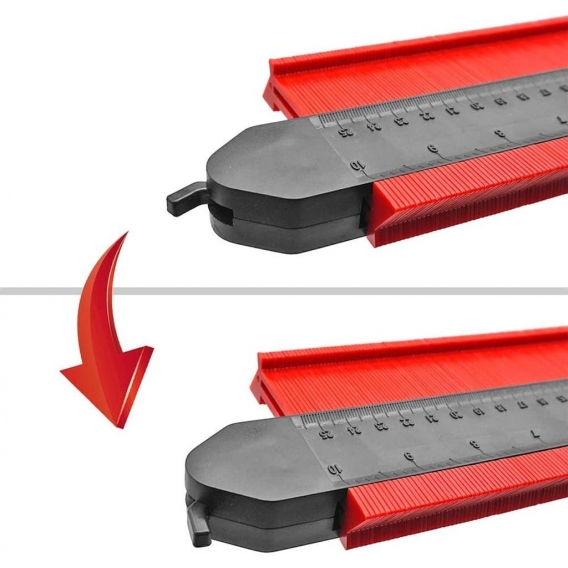 AcserGery Konturlehre, E25cm Profillehre Messlineal für Fliesenmessgenauigkeit Laminat Holz Markierungswerkzeug (10 Zoll Rot)