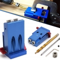 AcserGery Tischlerwerkzeug-Set Pocket Hole Jig Kit System mit Stufenbohrer für die Holzbearbeitung