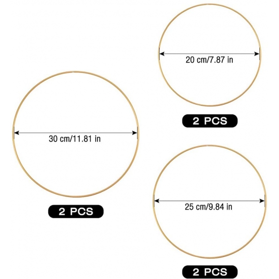 AcserGery Metallringe, Set aus 6 Metallringen, Dekoratives Blumen-Reifen-Set aus Metall, Makramee-Ringe, Bastelringe zum Basteln