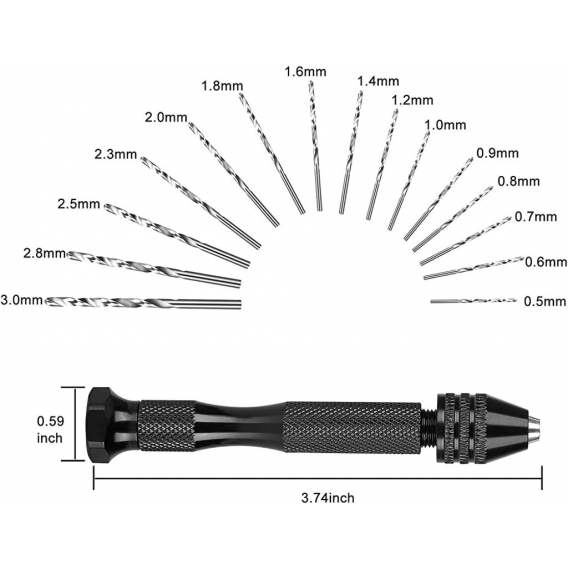 AcserGery 31 Stück Mini-Handbohrmaschine, Präzisions-Schraubstock + 30 Stück Mikro-Spiralbohrer für Modellbau, Basteln, Schnitze