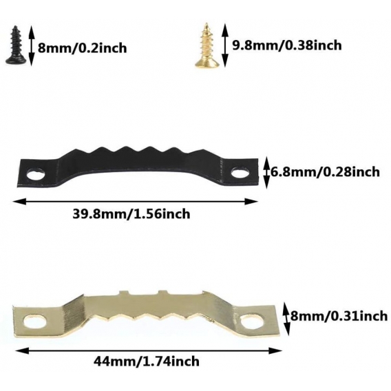 Pyzl L 120pcs Bilderrahmen-Aufhänger Langlebig - Doppelloch-Sägezahn-Rahmenaufhänger mit Schrauben 240pcs Schrauben Rahmenhalter