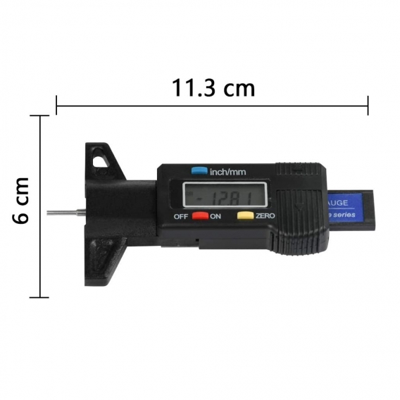 Reifen Profiltiefenmesser Reifenprofilmesser Auto Tiefenmesser Motorrad Profilmesser Messschieber LCD Display, 0-25 mm