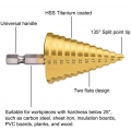 Pyzl HSS Step Drill Bits Set, Bst4u 4 PCS Hochgeschwindigkeitsstahl Titanbeschichtete Kegelbohrer Lochschneider für Holz, Edelst