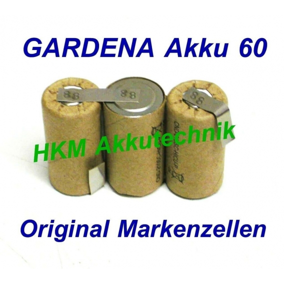 GARDENA Accu 60 Akku 3,6V 2 Ah NiCd Original Markenzellen  für Original Lader