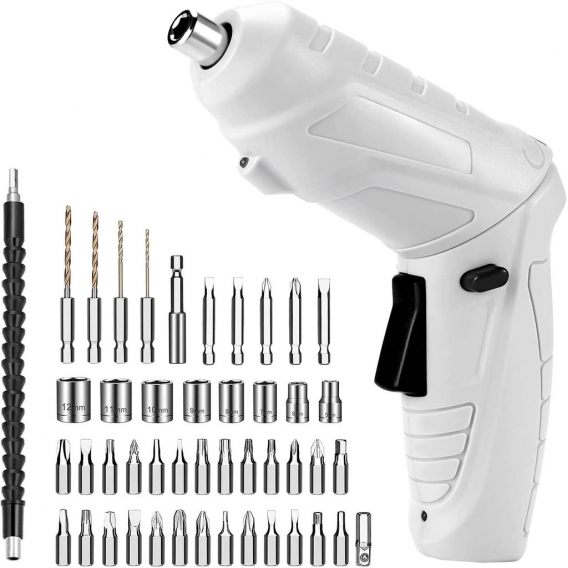 AcserGery 47-in-1-Akku-Akku-Elektroschrauber-Set, 3,6 V Li-Ion 3,5 N Max. Drehmoment, rotierende elektrische Bohrmaschine für He