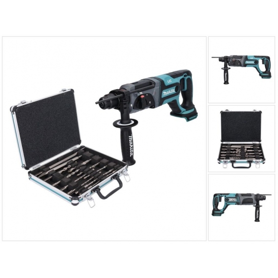 Makita DHR 241 Z Akku Bohrhammer 18 V 2,0 J SDS plus + 13 tlg. Bohrer und Meißel Set - ohne Akku, ohne Ladegerät