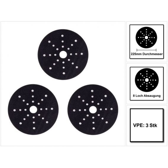 MIRKA Softauflage für Ø 225 mm Teller für Ø 225 mm Teller für LEROS Klett (3 St)