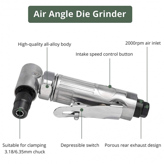 Druckluft Winkelschleifer 90° Stabschleifer Schleifmaschine Trennschleifer KFZ Werkzeug 1/4 BSP