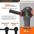 TACKLIFE Winkelschleifer 900W, 125mm und 12000rpm mit vibrationsdämpfendem Seitengriff, 3 Schleif-/Polier-/Trennrädern, 2 Schutz