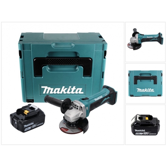 Makita DGA 452 T1J Akku Winkelschleifer 18 V 115 mm + 1x Akku 5,0 Ah + Makpac - ohne Ladegerät