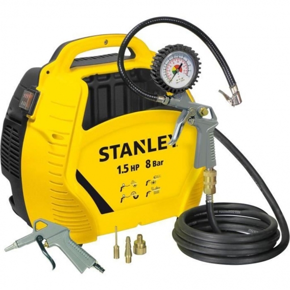 Stanley Air Kit tragbarer Druckluft Kompressor Set OL195-8-0 1,5HP +Reifenfüller +P