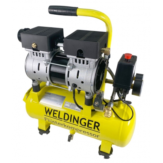 WELDINGER FK 65 turbo Flüsterkompressor 1100 W 105 l Luftabgabe innenbeschichteter Tank 9 bar max