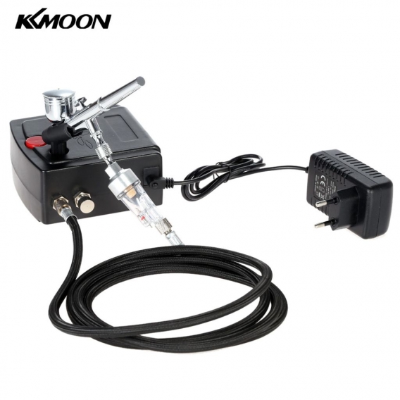 KKmoon 100-240 V Professionelle Schwerkraft Dual Action Airbrush Kompressor Kit fuer Kunst Malerei Manikuere Handwerk Kuchen Spr