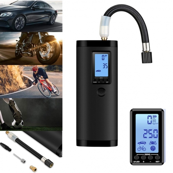 Xmund XD-BP4 3-in-1-LCD-Display Autopumpe Motorrad Fahrrad LKW Fahrrad USB Wiederaufladbare elektrische Autopumpe für Reisen Min