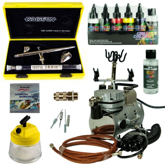 Airbrush Set FineArt Airbrushpistole Evolution Saturn Kompressor