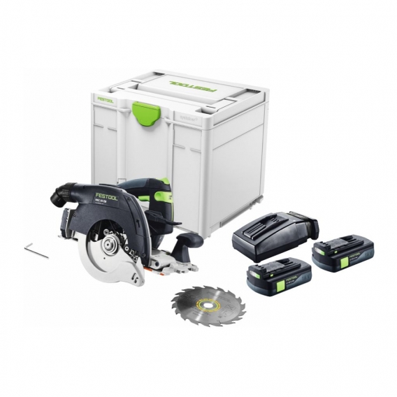 Festool HKC 55 EB-Basic Akku Handkreissäge 18 V 160 mm Brushless ( 576163 ) + 2x Akku 3,1 Ah + Ladegerät + Systainer