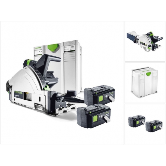 Festool TSC 55 Li REB-Basic Akku Tauchsäge 36V (2x18V) 160 mm Brushless + 2x Akku 5,2Ah + systainer - ohne Ladegerät