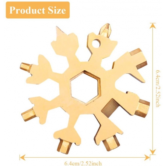 Multitool Edelstahl Fahrrad Multifunktionswerkzeug,Tragbare Schneeflocke Schlüsselbund Schraubendreher,18-in-1 Schneeflocke Mult
