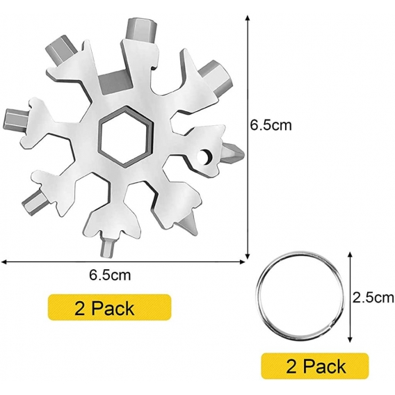 AcserGery 18-in-1 Edelstahl Schneeflocke,2 Stücke,Schneeflocken-Multi-Werkzeug,18 in 1 Schneeflocken Multi-tool,werkzeug schneef