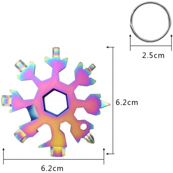 AcserGery Schneeflocke Multi-Tool 18-In-1,Schneeflockenwerkzeug,Schneeflocke Schlüssel Aus Edelstahl,Edelstahl Multitool Schneef