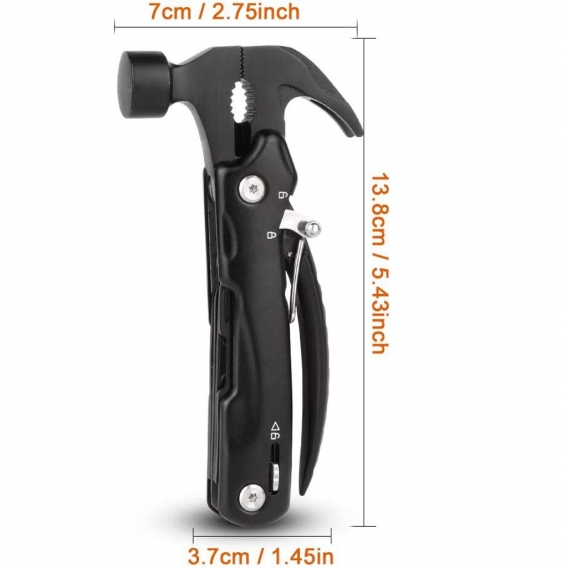 Multifunktionshammer,12 in 1 Multitool Hammer,Faltbares Multifunktionswerkzeuge Mit FlaschenöFfner schraubendreher Geschenke für