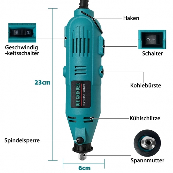 UISEBRT 226tlg Mini-Winkelschleifer Satz Multifunktionswerkzeug Schleifermachine Mini Schleifer mit Zubehör für Heimwerker