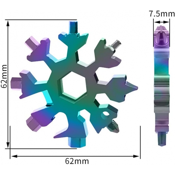 Schneeflocke Multi-Tool, 18-in-1 Tragbares Edelstahl-Multifunktionswerkzeug Portable Schlüsselbund Schraubendreher Flaschenöffne