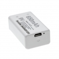 vhbw 9V-Akku Block Ersatz für 6F22, 6LR61 für diverse Geräte (650mAh, 9V, Li-Ion), ready-to-use, mit Micro USB Buchse