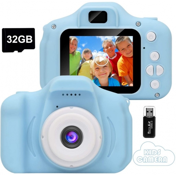 Kinder Digital Kamera Spielzeug Kleinkind Kamera Spielzeug 2 Zoll HD-Bildschirm 1080P 32 GB TF-Karte Jungen und Mädchen Geschenk