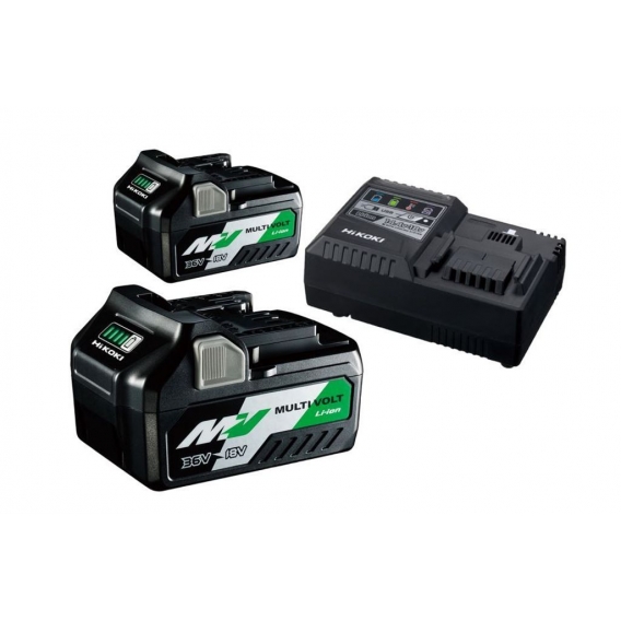 HiKOKI Booster Pack Multi Volt UC18YSL3WEZ, 2 Akkus 36 V 2,5 Ah, Ladegerät