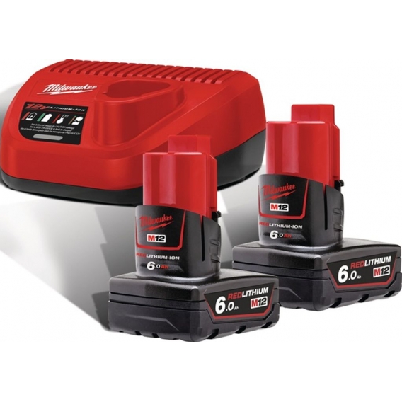 Milwaukee Akku-Starterset M12 NRG-602 12V 6.0Ah, 2 Akkus, Batterie, Ladegerät, Charger, Ladestation