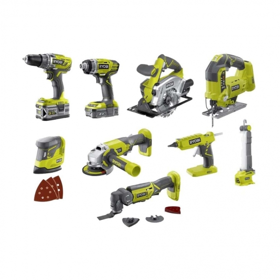 RYOBI Combo Pack 9 Werkzeuge - 2 Batterien 5,0Ah und 2,0Ah - 1 Ladegerät - R18CK9-252S