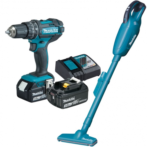 Makita DLX2422 Akku-Kombo-Kit 18 V DHP482 + DCL181F + 2x 3,0 Ah Akku + Ladegerät