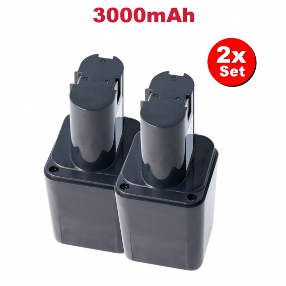 2x TradeShop Ni-MH Akku 9,6V 3000mAh für Skil 2375, 2375-04 / Bosch GBM 9,6V, GSR 9,6V, GSG 9,6V, GSB 9,6V, GUS 9,6V / Ersatz Ak