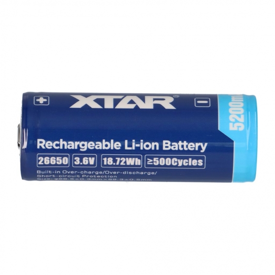 XTAR 26650 Li-Ion Akku 3,6V 5200mAh (protected) - 7A