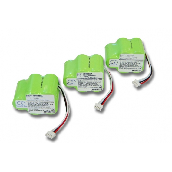 vhbw 3x Akku Ersatzakku - Ni-MH 3300mAh (6V) - Saugroboter Ecovacs Deebot D77, D79, D63, D62s - ersetzt 945-0006, 945-0024, 205-