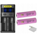 Nitecore SC2 - 3 A Zwei-Schacht-Ladegerät  2 Samsung Akku 18650 -3000 mAh  Box