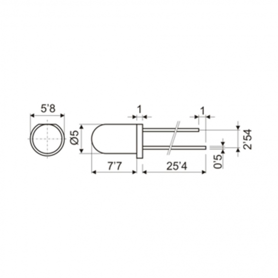 Packung mit 100 Stück LED 5 mm rot Electro Dh 12.675/5/R/C/10K 8430552102020