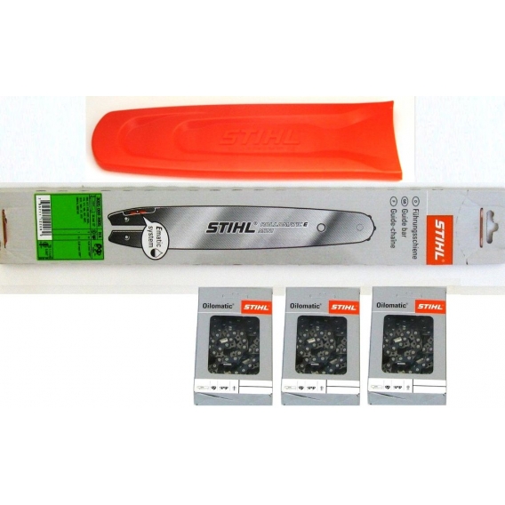 Stihl 3005 000 3905 Führungsschiene Rollomatic 30cm 3/8"P 1,1mm + Stihl 3 Stück Ketten + Stihl Schwertschutz