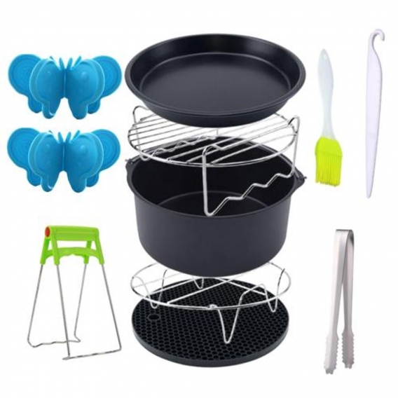 Set mit 10 Antihaft-Luftfritteusen-Zubehör, Air Fryer Ersatz-Stahl-Metallhalter für 3,7-5,8 Qt - 16cm Größe 16CM