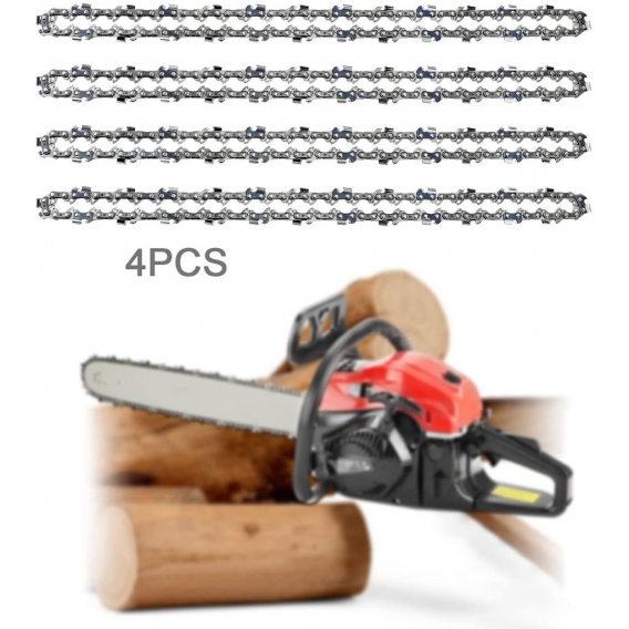 AcserGery Kettensägenkette 52 Glieder, 3/8" LP Teilung, 050" Stärke (1,3 mm) geringer Rückschlag, Satz mit 4 Kettensägenketten 5